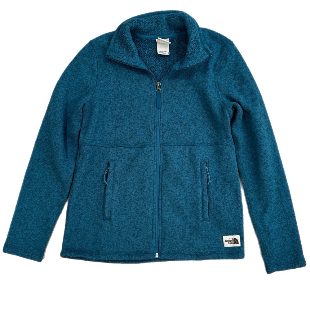 The North Face Crescent Full Zip Sweater Fleece Jacket Teal Blue Womens Small